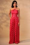Shop_Esha Koul_Pink Printed Buckle Belt _at_Aza_Fashions