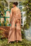 Shop_Rococo_Brown Net Bead Work, Cutdana Work, Sequins Eka Embroidered Cape And Sharara Set _at_Aza_Fashions
