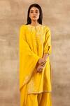 Buy_Sana Barreja_Yellow Chanderi Silk Round Kurta Palazzo Set _Online_at_Aza_Fashions