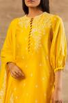 Sana Barreja_Yellow Chanderi Silk Round Kurta Palazzo Set _at_Aza_Fashions