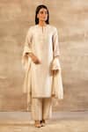 Buy_Sana Barreja_White Chanderi Silk Round Kurta Set _at_Aza_Fashions