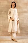 Sana Barreja_White Chanderi Silk Round Kurta Set _Online_at_Aza_Fashions