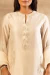 Shop_Sana Barreja_White Chanderi Silk Round Kurta Set _Online_at_Aza_Fashions