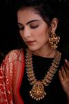Buy_Ekathva Jaipur_Temple Motif Necklace Jewellery Set_at_Aza_Fashions