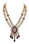 Ekathva Jaipur_Polki Studded Multi-strand Necklace Jewellery Set_Online_at_Aza_Fashions