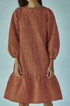 Buy_Ek Katha_Orange Chanderi Printed Dress_Online_at_Aza_Fashions