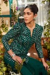 Buy Rococo Green Organza Bead Work, Sequins Round Ela Embroidered Jacket And Sharara Set at Aza Fashions Buy_Rococo_Green Organza Bead Work, Sequins Round Ela Embroidered Jacket And Sharara Set _at_Aza_Fashions