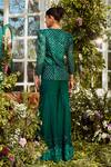 Shop Rococo Green Organza Bead Work, Sequins Round Ela Embroidered Jacket And Sharara Set at Aza Fashions Shop_Rococo_Green Organza Bead Work, Sequins Round Ela Embroidered Jacket And Sharara Set _at_Aza_Fashions
