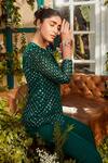 Rococo Green Organza Bead Work, Sequins Round Ela Embroidered Jacket And Sharara Set Online at Aza Fashions Rococo_Green Organza Bead Work, Sequins Round Ela Embroidered Jacket And Sharara Set _Online_at_Aza_Fashions