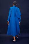 Shop_AMPM_Blue Wool Gm Keisha Swirl Embossed  Draped Jacket_at_Aza_Fashions