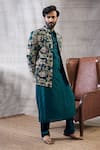 Soup By Sougat Paul_Green Silk Embroidery Mehr Floral Print Jacket And Kurta Set _Online_at_Aza_Fashions