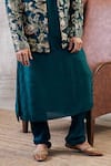 Soup By Sougat Paul_Green Silk Embroidery Mehr Floral Print Jacket And Kurta Set _at_Aza_Fashions