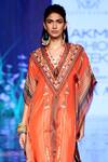 Buy_Rajdeep Ranawat_Peach 100% Silk V Neck Embellished Kaftan Dress  _Online_at_Aza_Fashions