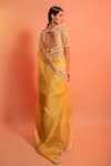 Shop_Rouje_Yellow Satin Organza Handcrafted Embroidered Saree With Blouse_at_Aza_Fashions