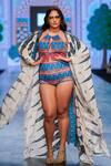 Buy_Limerick by Abirr N' Nanki_Off White Organza Printed Floral V Neck Ellison Cape  _at_Aza_Fashions