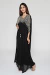 Buy_Bha Sha_Black Georgette Sequins, Cut Work, Embroidery Elsa Long Kaftan With Inner _Online_at_Aza_Fashions