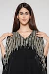 Shop_Bha Sha_Black Georgette Sequins, Cut Work, Embroidery Elsa Long Kaftan With Inner _Online_at_Aza_Fashions