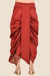 Shop_Aryavir Malhotra_Maroon Dupion Silk Embroidered Dhoti Pant_Online_at_Aza_Fashions