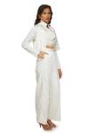 Emblaze_Gold Satin Band Co-ord Pant Set With Jacket_Online_at_Aza_Fashions