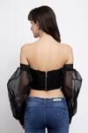 Shop_Emblaze_Black Satin Embroidery One Shoulder Off Corset Top_at_Aza_Fashions