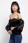 Shop_Emblaze_Black Satin Embroidery One Shoulder Off Corset Top_Online_at_Aza_Fashions