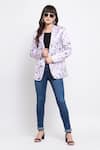 Buy_Emblaze_Purple Modal Satin Lapel Collar Printed Single Breasted Blazer _at_Aza_Fashions