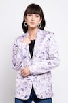 Emblaze_Purple Modal Satin Lapel Collar Printed Single Breasted Blazer _Online_at_Aza_Fashions
