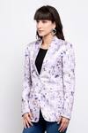 Buy_Emblaze_Purple Modal Satin Lapel Collar Printed Single Breasted Blazer _Online_at_Aza_Fashions