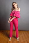 Shop_Emblaze_Pink Viscose Embellished Stone Straight Crop Top And Pant Set_at_Aza_Fashions
