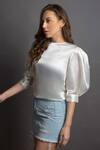 Buy_Emblaze_White Satin Round Puff Sleeve Top_Online_at_Aza_Fashions