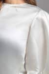 Emblaze_White Satin Round Puff Sleeve Top_at_Aza_Fashions
