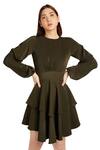 Buy_Emblaze_Green Viscose Flounce Dress_at_Aza_Fashions