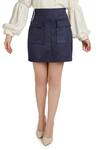 Buy_Emblaze_Blue Suede Skirt_Online_at_Aza_Fashions