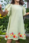 Buy_LittleCheer_Green Mini Garden Embroidered Dress For Girls_Online_at_Aza_Fashions