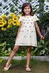 Buy_LittleCheer_Yellow Butterfly Embroidered Dress For Girls_at_Aza_Fashions