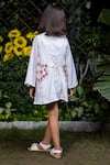 Shop_LittleCheer_White Soft Cotton Crepe Embroidered Thread Work Dress And Cape Set _at_Aza_Fashions