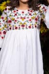 LittleCheer_White Floral Vines Embroidered Dress For Girls_at_Aza_Fashions