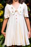 Buy_Littlecheer_Beige Cotton Embroidery Chelsea Collar Dress _Online_at_Aza_Fashions