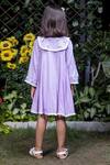 Shop_LittleCheer_Purple Chelsea Collar Asymmetric Embroidered Dress For Girls_at_Aza_Fashions