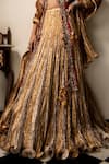 Etasha by Asha Jain_Gold Jacket And Gota Tissue Textured Lehenga Set_Online_at_Aza_Fashions