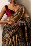Buy_Etasha by Asha Jain_Multi Color Velvet Gota Tissue Textured Pre-draped Saree Set_Online_at_Aza_Fashions