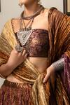 Shop_Etasha by Asha Jain_Multi Color Gota Tissue Textured Lehenga Set_at_Aza_Fashions