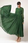 Buy_Dot_Green Cotton Round Anarkali Kurta _at_Aza_Fashions