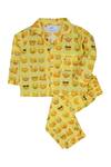 Knitting Doodles_Yellow Cotton Emoticon Print Night Suit For Girls_Online_at_Aza_Fashions