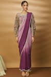 Buy_Varun Bahl_Purple Net Pre-draped Saree Gown_Online_at_Aza_Fashions