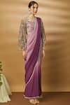 Varun Bahl_Purple Net Pre-draped Saree Gown_Online_at_Aza_Fashions