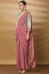 Buy_Varun Bahl_Pink Net Pre-draped Saree Gown_Online_at_Aza_Fashions