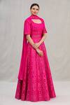Buy_ASAL by Abu Sandeep_Pink Viscose Georgette Embroidery Round Lehenga Set _at_Aza_Fashions