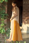 Shop_Enech_Yellow Silk Modal Round Colour Block Kurta With Palazzo  _at_Aza_Fashions