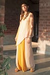 Shop_Enech_Yellow Silk Modal Round Colour Block Kurta With Palazzo  _Online_at_Aza_Fashions